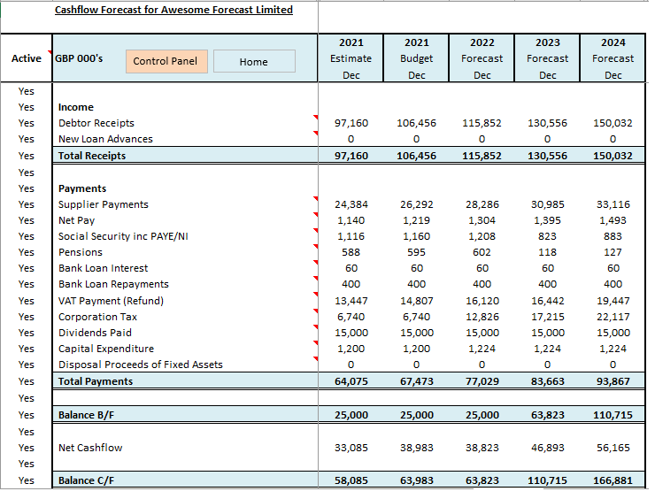 13 Week Cash Flow Forecast Cashflow